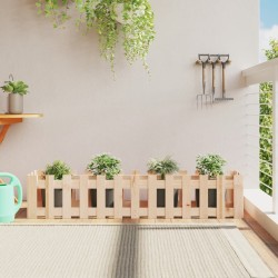 vidaXL Arriate elevado jardín con valla madera maciza pino 150x30x30cm