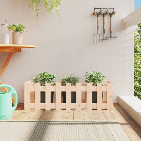 vidaXL Arriate elevado jardín con valla madera maciza pino 100x30x30cm