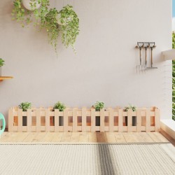 vidaXL Arriate elevado jardín con valla madera maciza pino 200x30x30cm