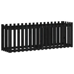 vidaXL Arriate elevado jardín con valla madera pino negro 200x50x70cm