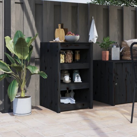vidaXL Mueble de cocina exterior madera maciza pino negro 55x55x92 cm