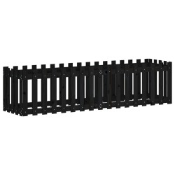 vidaXL Arriate elevado jardín con valla madera pino negro 200x50x50cm