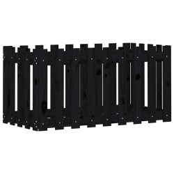 vidaXL Arriate elevado jardín con valla madera pino negro 100x50x50cm