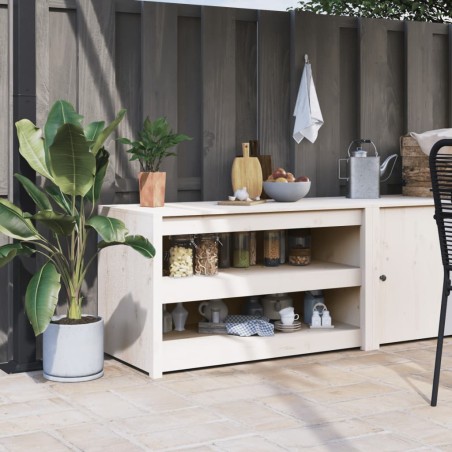 vidaXL Mueble de cocina exterior madera maciza pino blanco 106x55x64cm