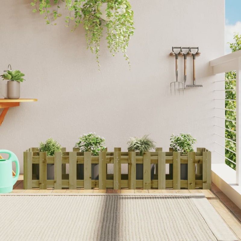 vidaXL Arriate elevado jardín valla madera impregnada pino 150x30x30cm vidaXL Arriate elevado jardín valla madera impregnada pino 150x30x30cm