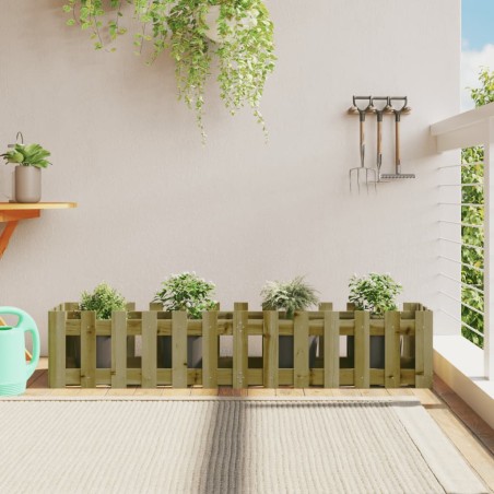 vidaXL Arriate elevado jardín valla madera impregnada pino 150x30x30cm