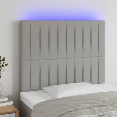 vidaXL Cabecero con luces LED tela gris claro 90x5x118/128 cm
