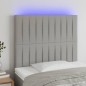 vidaXL Cabecero con luces LED tela gris claro 90x5x118/128 cm vidaXL Cabecero con luces LED tela gris claro 90x5x118/128 cm