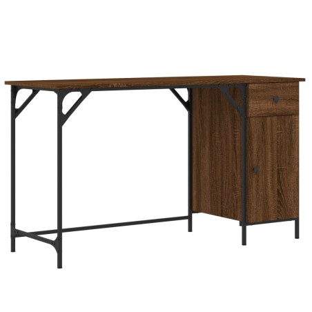 vidaXL Escritorio ordenador madera ingeniería roble marrón 131x48x75cm