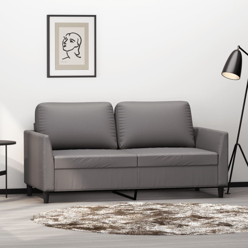 vidaXL Sofá de 2 plazas de cuero sintético gris 140 cm vidaXL Sofá de 2 plazas de cuero sintético gris 140 cm