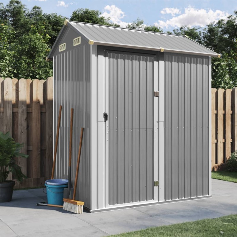 vidaXL Cobertizo jardín acero galvanizado gris claro 192x152,5x237cm vidaXL Cobertizo jardín acero galvanizado gris claro 192x152,5x237cm