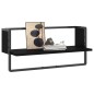 vidaXL Estante de pared con barra negro 65x25x30 cm vidaXL Estante de pared con barra negro 65x25x30 cm