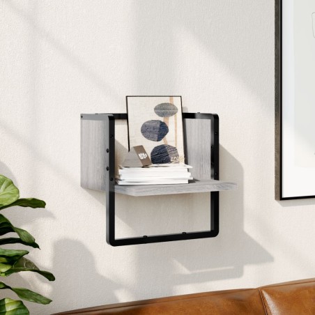 vidaXL Estante de pared con barra gris Sonoma 30x25x30 cm