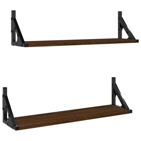 vidaXL Estantes de pared 2 unidades roble marrón 60x15x15,5 cm
