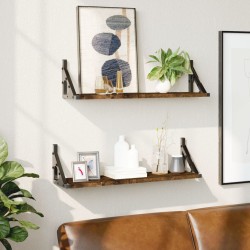 vidaXL Estantes de pared 2 unidades roble ahumado 60x15x15,5 cm