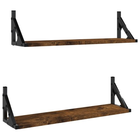 vidaXL Estantes de pared 2 unidades roble ahumado 60x15x15,5 cm