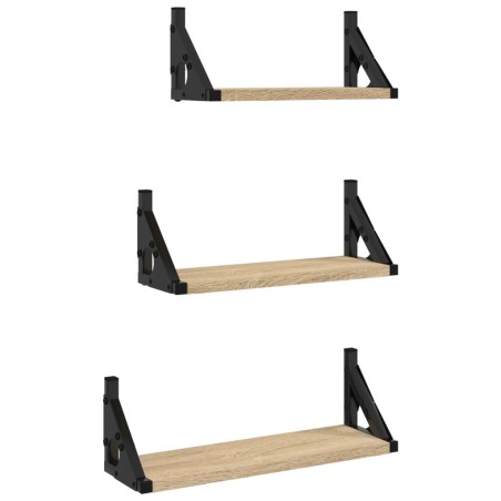vidaXL Estantes de pared 3 pzas madera de ingeniería roble Sonoma
