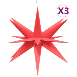 vidaXL Lámparas de Navidad LED plegables 3 unidades rojo 100 cm