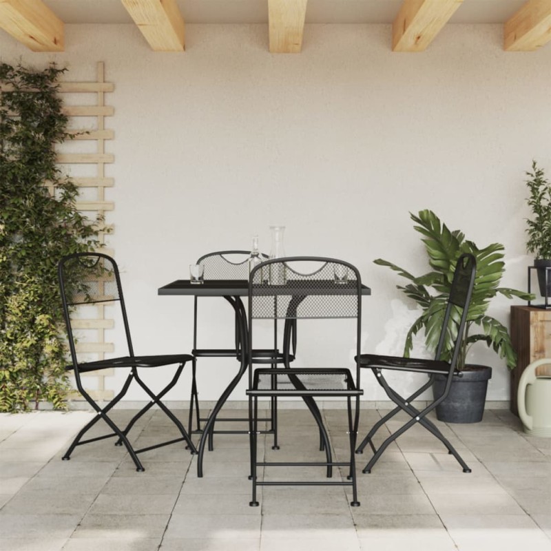 vidaXL Juego de comedor de jardín 5 pzas malla metálica gris antracita vidaXL Juego de comedor de jardín 5 pzas malla metálica gris antracita