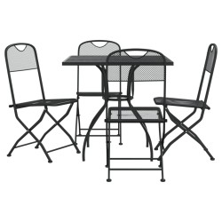 vidaXL Juego de comedor de jardín 5 pzas malla metálica gris antracita