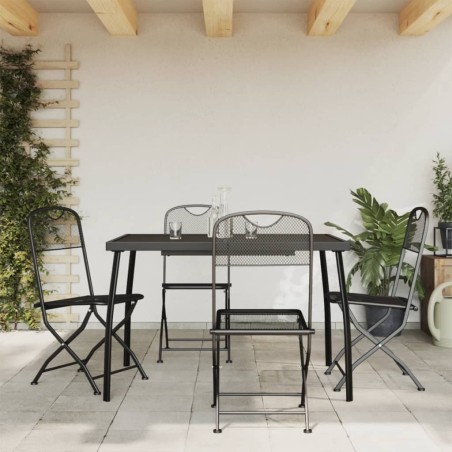 vidaXL Juego de comedor de jardín 5 pzas malla metálica gris antracita