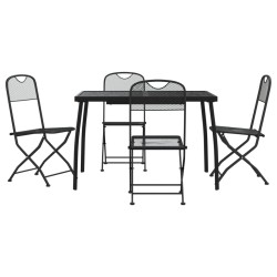 vidaXL Juego de comedor de jardín 5 pzas malla metálica gris antracita