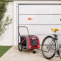 vidaXL Remolque de bicicleta mascotas hierro tela Oxford rojo gris vidaXL Remolque de bicicleta mascotas hierro tela Oxford rojo gris