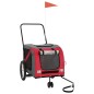 vidaXL Remolque de bicicleta mascotas hierro tela Oxford rojo gris vidaXL Remolque de bicicleta mascotas hierro tela Oxford rojo gris