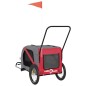 vidaXL Remolque de bicicleta mascotas hierro tela Oxford rojo gris vidaXL Remolque de bicicleta mascotas hierro tela Oxford rojo gris