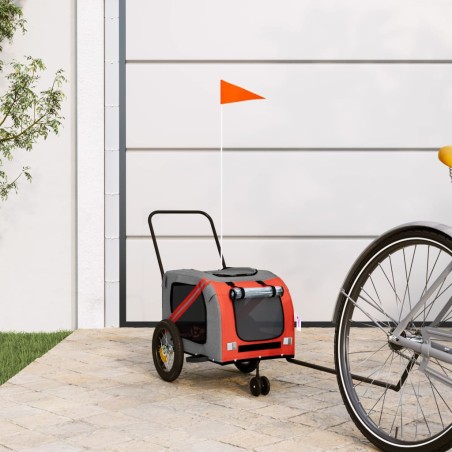 vidaXL Remolque de bicicleta mascotas hierro tela Oxford naranja negro