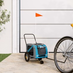vidaXL Remolque de bicicleta mascotas hierro tela Oxford azul negro