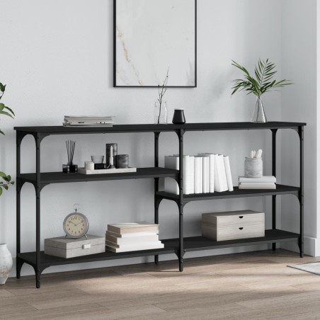 vidaXL Mesa consola madera de ingeniería negra 160x29x75 cm