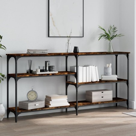 vidaXL Mesa consola madera de ingeniería roble ahumado 160x29x75 cm