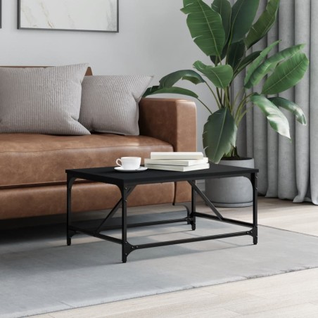 vidaXL Mesa de centro madera contrachapada negro 75x50x35 cm