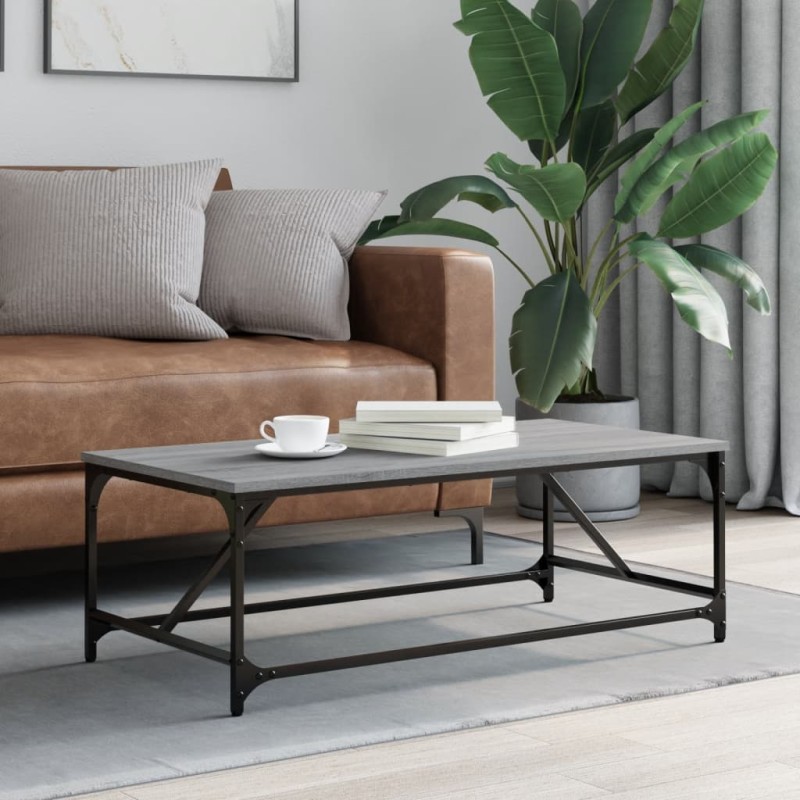 vidaXL Mesa de centro madera contrachapada gris Sonoma 100x50x35 cm