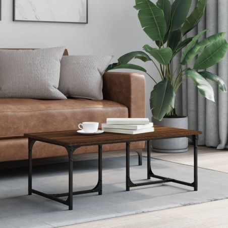 vidaXL Mesa de centro madera contrachapada roble marrón 90x50x35 cm