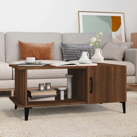 vidaXL Mesa de centro madera contrachapada roble marrón 90x50x40 cm