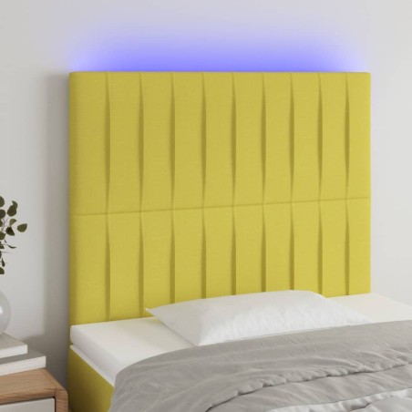 vidaXL Cabecero con luces LED tela verde 100x5x118/128 cm