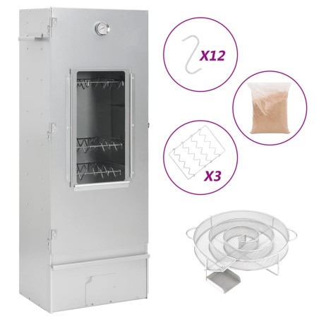 vidaXL Horno ahumador de BBQ con generador humo frío acero galvanizado