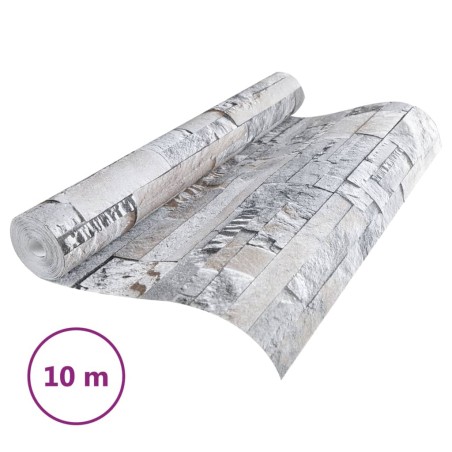 vidaXL Papel pintado de pared 3D aspecto piedra gris y marrón