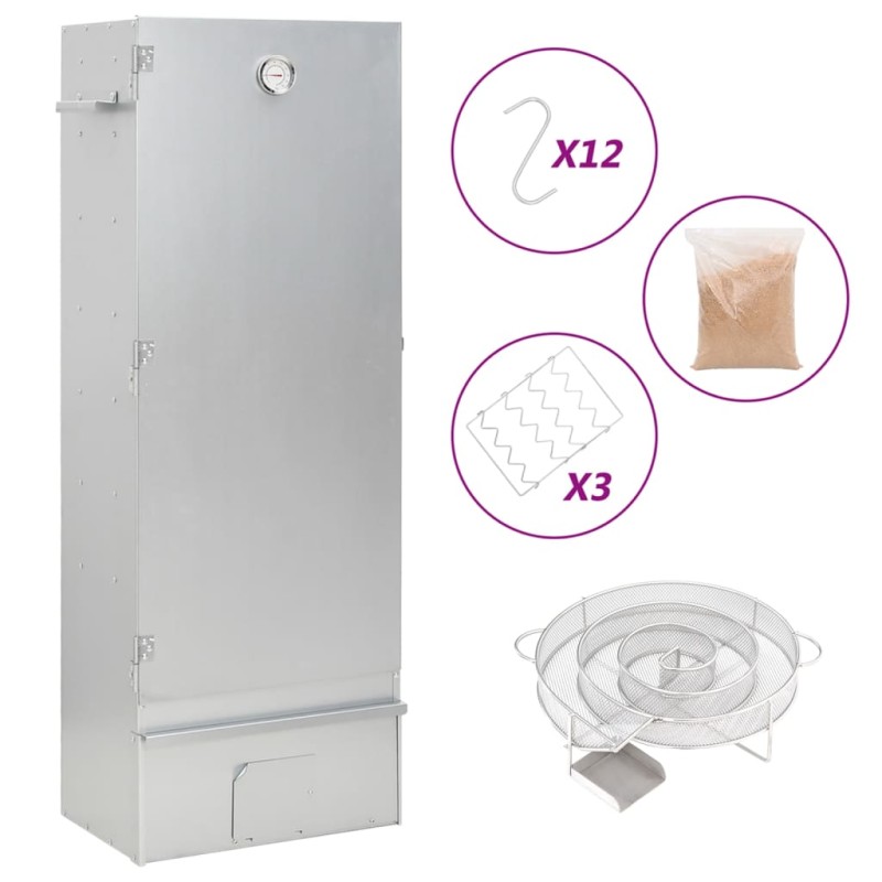 vidaXL Horno ahumador de BBQ con generador humo frío acero galvanizado