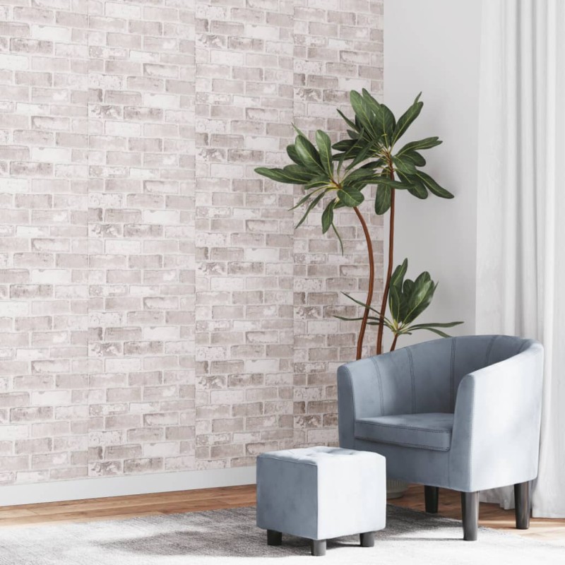 vidaXL Papel pintado de pared 3D estampado de ladrillo gris vidaXL Papel pintado de pared 3D estampado de ladrillo gris