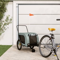 vidaXL Remolque de bicicleta mascotas hierro tela Oxford gris negro