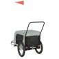 vidaXL Remolque de bicicleta mascotas hierro tela Oxford gris negro