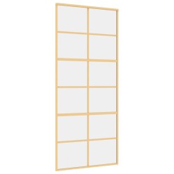 vidaXL Puerta corredera dorada de vidrio ESG transparente y aluminio
