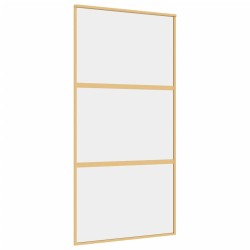 vidaXL Puerta corredera dorada de vidrio ESG transparente y aluminio