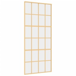 vidaXL Puerta corredera dorada de vidrio ESG transparente y aluminio