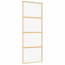 vidaXL Puerta corredera dorada de vidrio ESG transparente y aluminio