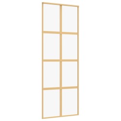 vidaXL Puerta corredera dorada de vidrio ESG transparente y aluminio