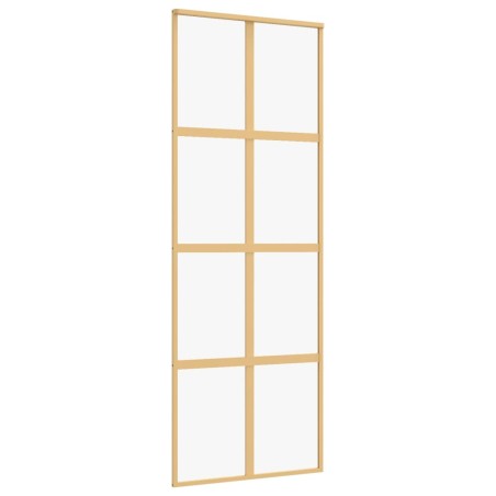 vidaXL Puerta corredera dorada de vidrio ESG transparente y aluminio